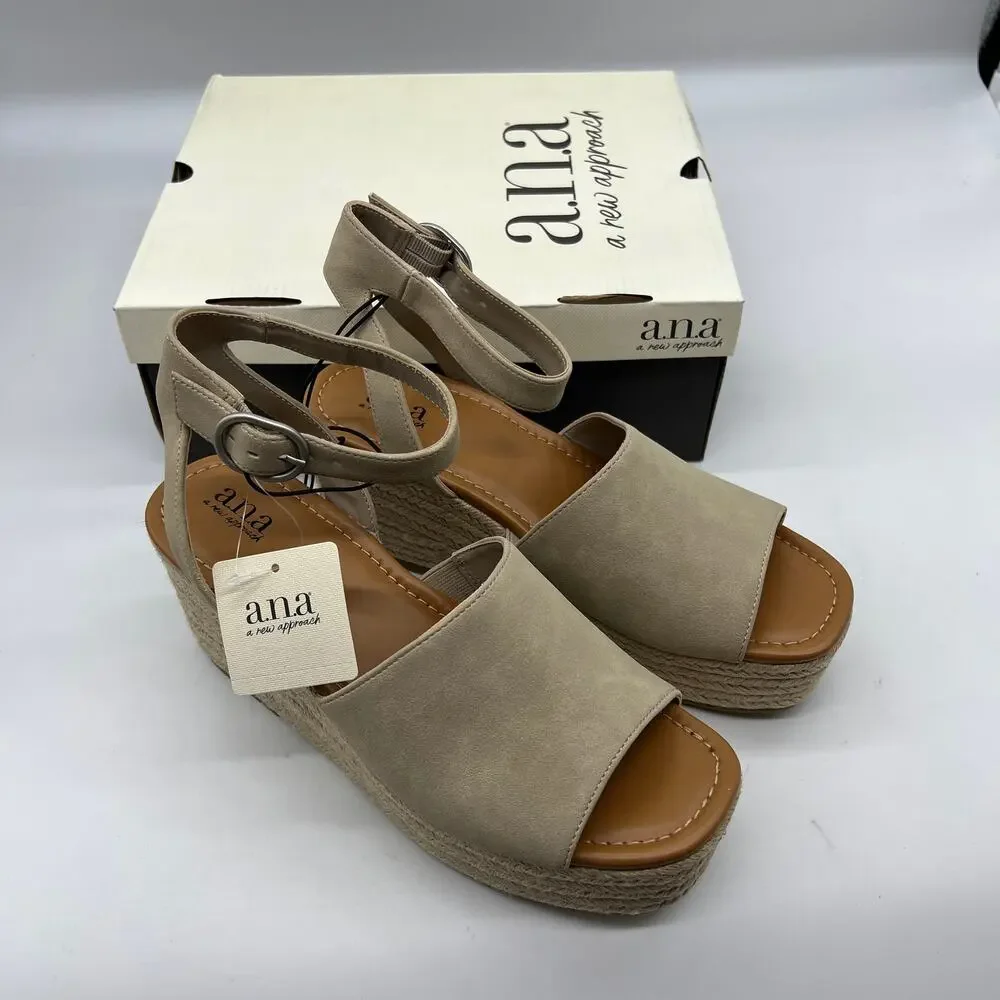 a.n.a Laskie Women Shoes Ankle Buckle Strap Sandals Brown Stone Size 9.5M